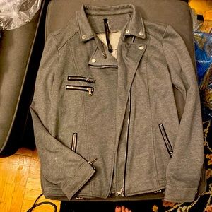 Women’s motorcycle style jacket in sweatshirt fabric